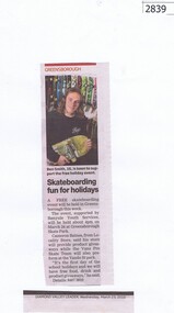 Newspaper Clipping, Skateboarding fun for holidays [Greensborough], 23/03/2016