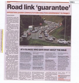 Newspaper Clipping, Diamond Valley Leader, Road link 'guarantee', 11/05/2016