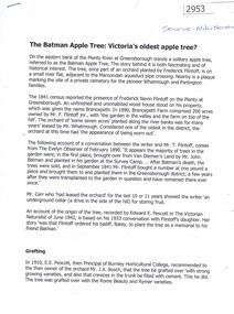 Article, Bruce G. Draper, The Batman Apple Tree: Victoria's oldest apple tree? by Bruce G. Draper, 1839o