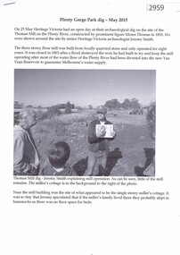 Article, John Gibson, Plenty Gorge Park dig May 2015, 23/05/2015
