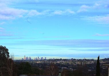 Photograph - Digital image, Marilyn Smith, Melbourne City skyline from Greensborough, 16/08/2015