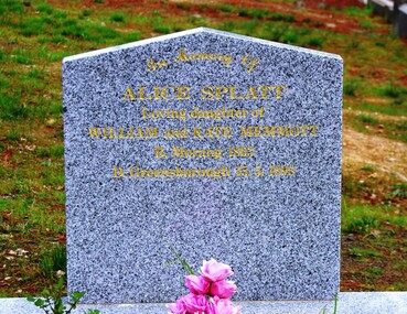 Photograph - Digital image, Grave of Alice Splatt, Greensborough Cemetery, 15/05/1898