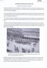 Article, Alexander John McDonald's Great War / John Gibson, 14/09/1914o