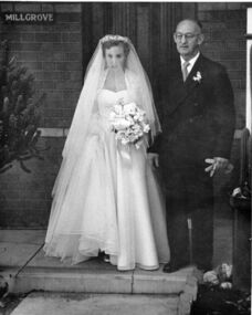 Photograph - Digital Image, Lesley Hills and Frank Hills outside Millgrove c1955, 1955_