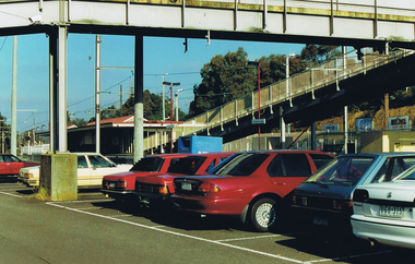 Photograph - Digital image, Frank Solomon, Greensborough Station: view from carpark to overpass, 1990c