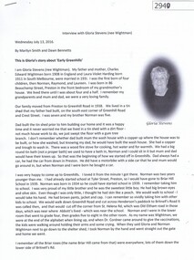 Oral History, Gloria Stevens nee Wightman, Interview with Gloria Stevens (nee Wightman), 1931o