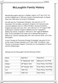 Document, McLaughlin Family History, 1813-1902