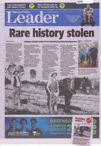 Newspaper Clipping, Rare history stolen, by Tiffany Korssen, 18/01/ 2017