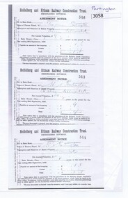 Receipt (copy), Heidelberg and Eltham Railway Construction Trust, Heidelberg and Eltham Railway Construction Trust: Assessment Notice, 1916