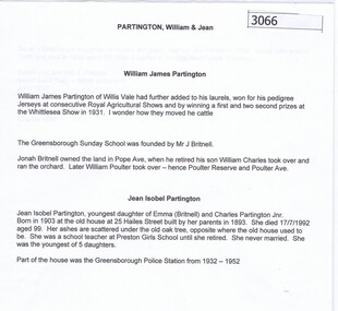 Article, Faye Fort, William and Jean Partington, 2016