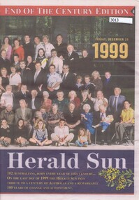 Newspaper, Herald Sun, Herald Sun: End of Century Edition 31/12/1999, 31/12/1999