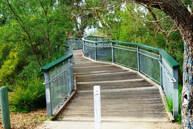 Photograph - Digital image, Marilyn Smith, Partington's Flat: footbridge over the River, 16/08/2015