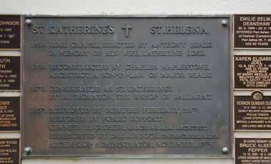 Photograph - Digital image, Marilyn Smith, St Katherine's Church St Helena: History of St Katherine's plaque, 29/05/2015
