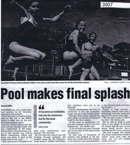 Newspaper clipping, Hanna Mills, Pool makes final splash, by Hanna Mills, 2006_11