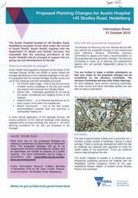 Document, Victoria. Department of Environment Land Water and Planning, Proposed planning changes for Austin Hospital, 28/10/2016