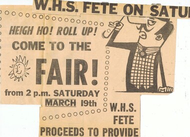 Newspaper Clipping - Digital Image, Watsonia High School WaHIGH 1966 Fete Advertisement, 19/03/1966