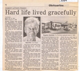 Newspaper clipping, Diamond Valley Leader, Hard life lived gracefully, 1998_01