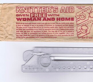 Knitting accessory, Knitter's aid; given free with Woman and Home, 1950s