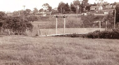 Photograph - Digital image, Jan Lewis, Flintoff Street swing bridge with Greensborough Railway Station in background circa 1958, 1958c