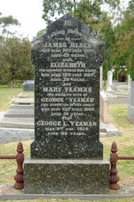 Photograph - Digital image, Marilyn Smith, Grave of James and Elizabeth Black and Mary and George Yeaman, St Helena Cemetery, 23/04/1903