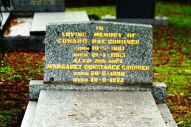 Photograph - Digital image, Marilyn Smith, Grave of Edward Rae Cordner and Margaret C Cordner, St Helena Cemetery, 21/07/1963