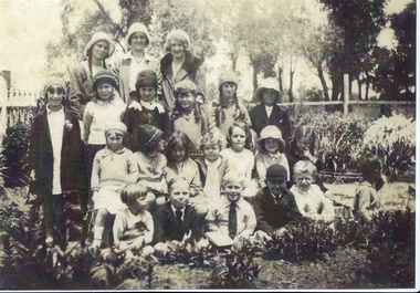 Photograph - Digital image, John Gibson et al, Kindergarten group in vicarage garden, 1930, All Saints Anglican Church, 1930_