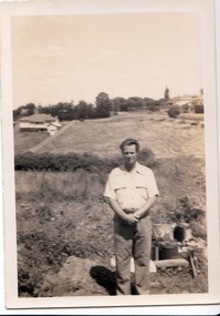 Photograph - Digital image, John Gibson et al, Keith Luxford in Main Street backyard 1950, 1950_01