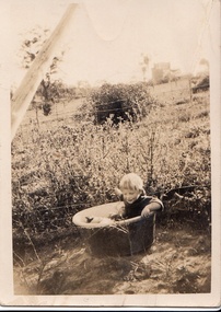Photograph - Digital image, John Gibson et al, Keith Luxford in Main Street backyard 1927 or 1928, 1928c