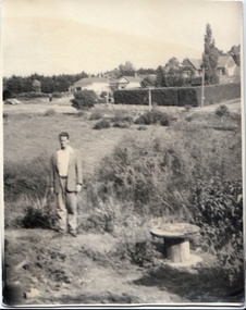 Photograph - Digital image, John Gibson et al, Keith Luxford in backyard circa 1950, 1950_