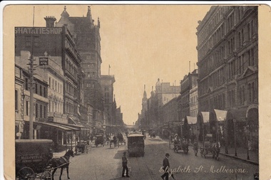 Photograph - Digital image, John Gibson et al, Elizabeth Street and Postcard to Wallace Luxford  working in mattress factory, 1940s
