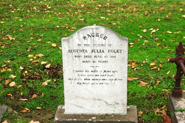 Photograph - Digital image, Marilyn Smith, Grave of Augusta Foley, St Helena Cemetery, 06/08/1858