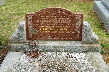 Photograph - Digital image, Marilyn Smith, Grave of Minnie and George Freeman, St Helena Cemetery, 17/09/1951