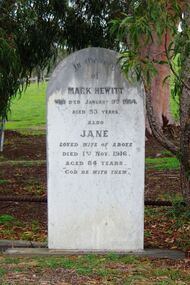 Photograph - Digital image, Marilyn Smith, Grave of Mark and Jane Hewitt, St Helena Cemetery, 09/01/1884