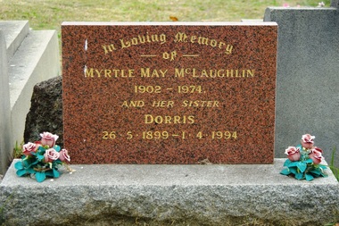 Photograph - Digital image, Marilyn Smith, Grave of Myrtle and Dorris McLaughlin, St Helena Cemetery, 1974_