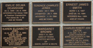 Photograph - Digital image, Marilyn Smith, Memorial Wall, St Helena Cemetery, 10/05/1980o