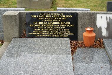 Photograph - Digital image, Marilyn Smith, Grave of William Wilson and Patricia Stuber, St Helena Cemetery, 01/08/1953