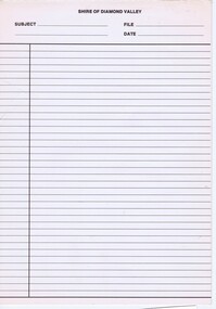 Form, Shire of Diamond Valley, Shire of Diamond Valley: Inter-office memo, 1990_