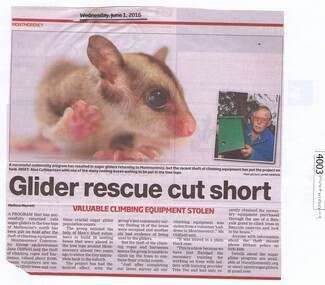 Newspaper Clipping, Diamond Valley Leader, Glider rescue cut short, 01/06/2016
