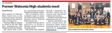 Newspaper Clipping - Digital Image, Former Watsonia Students Meet: Watsonia High School WaHIGH, 24/08/2012