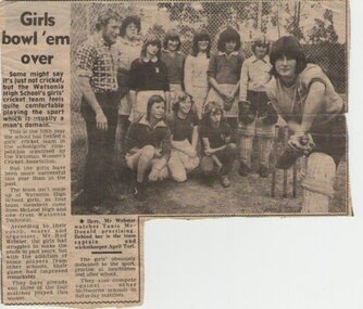 Newspaper Clipping - Digital Image, Girls bowl 'em over: Watsonia High School WaHIGH, 1980s