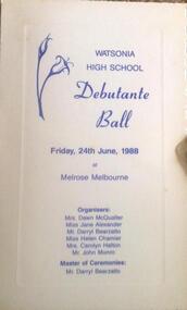 Program - Digital Image, Debutante Ball 1978: Watsonia High School WaHIGH, 24/06/1988