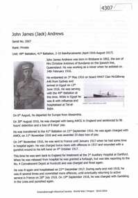 Article, Greensborough Historical Society et al, John James (Jack) Andrews, 1914-1918