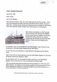 Article, Greensborough Historical Society et al, Ivan Joseph Barnard, 1914-1918