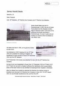 Article, Greensborough Historical Society et al, James Harold Beale, 1914-1918