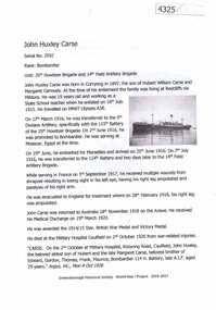 Article, Greensborough Historical Society et al, John Huxley Carse, 1914-1918