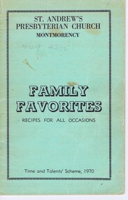 Book - Digital Image, St Andrew's Presbyterian Church, St Andrew's Presbyterian Church Cookbook, 1970_