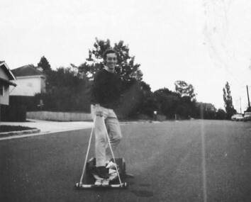 Photograph - Digital image, Youth on billycart in Flintoff Street Greensborough, 1976c