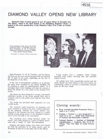 Article, Journal, Diamond Valley opens new library, 1974_03