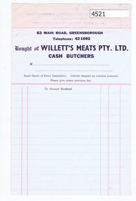 Receipt, R. E. Willett Cash Butchers, 1940s