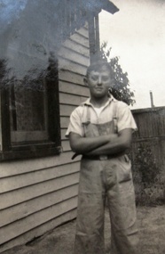 Photograph - Digital Image, Eric Barclay at front of the Barclay Home, 1946_